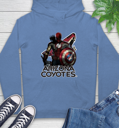 NHL Captain America Thor Spider Man Hawkeye Avengers Endgame Hockey Arizona Coyotes Hoodie 11