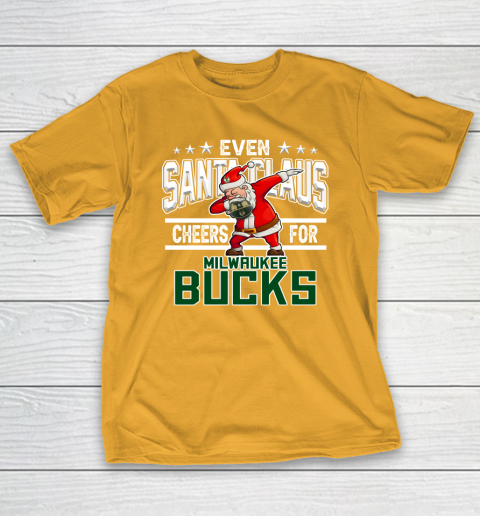 Milwaukee Bucks Even Santa Claus Cheers For Christmas NBA T-Shirt 12