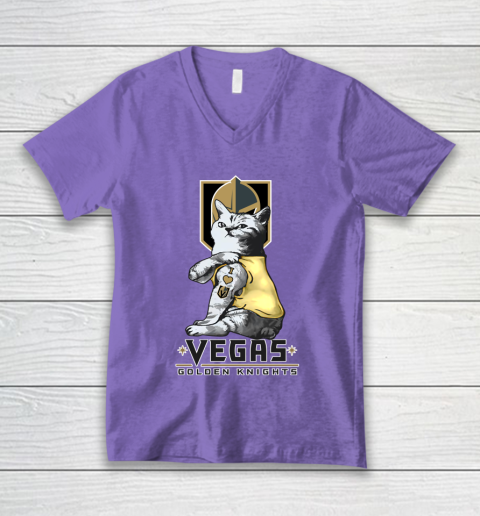NHL My Cat Loves Vegas Golden Knights Hockey V-Neck T-Shirt 8