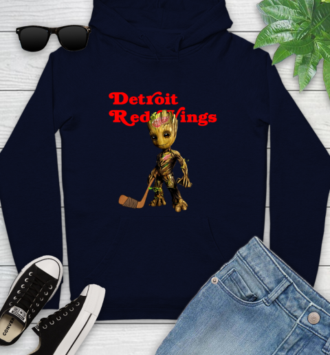 Detroit Red Wings NHL Hockey Groot Marvel Guardians Of The Galaxy Youth Hoodie 4