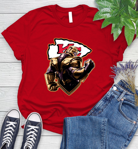 NFL Thanos Avengers Endgame Football Sports Kansas City Chiefs Women's T-Shirt 9