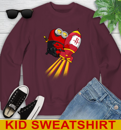 NBA Basketball Houston Rockets Deadpool Minion Marvel Shirt Youth Sweatshirt 4