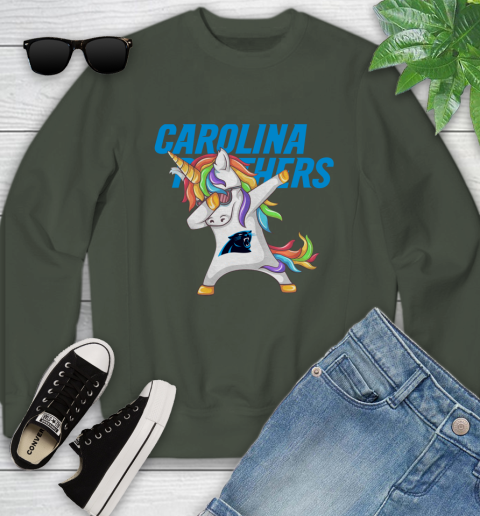 Carolina Panthers NFL Football Funny Unicorn Dabbing Sports Youth Sweatshirt 10