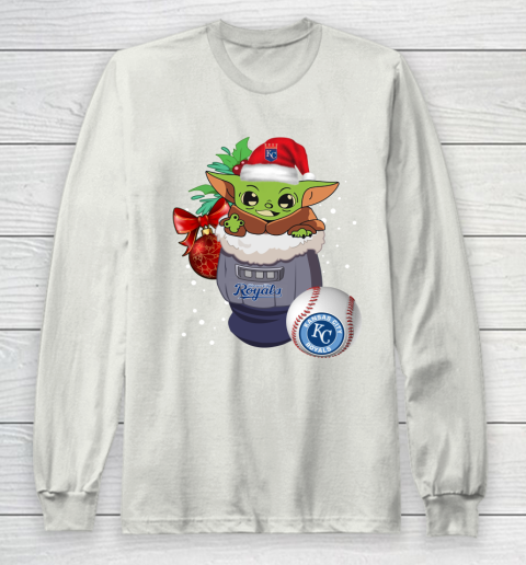 Kansas City Royals Christmas Baby Yoda Star Wars Funny Happy MLB Long Sleeve T-Shirt 12