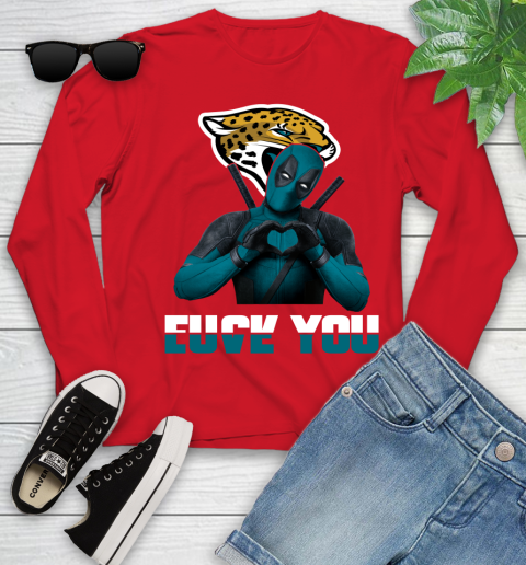 NHL Jacksonville Jaguars Deadpool Love You Fuck You Football Sports Youth Long Sleeve 11