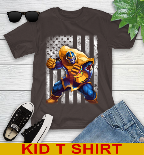 NHL Hockey Arizona Coyotes Thanos Marvel American Flag Shirt Youth T-Shirt 6