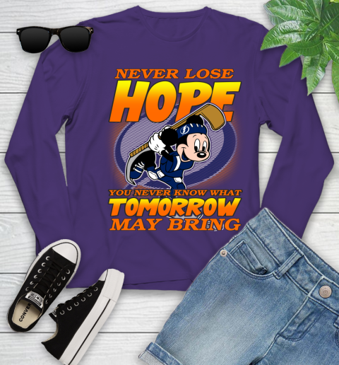 Tampa Bay Lightning NHL Hockey ootball Mickey Disney Never Lose Hope Youth Long Sleeve 4