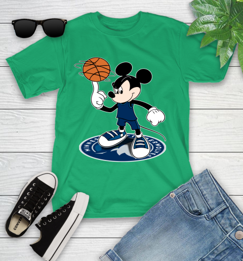 NBA Basketball Minnesota Timberwolves Cheerful Mickey Disney Shirt Youth T-Shirt 6