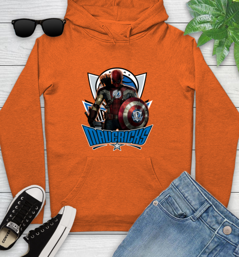 Dallas Mavericks NBA Basketball Captain America Thor Spider Man Hawkeye Avengers Youth Hoodie 5