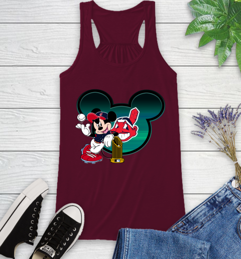 MLB Cleveland Indians The Commissioner's Trophy Mickey Mouse Disney Racerback Tank 3
