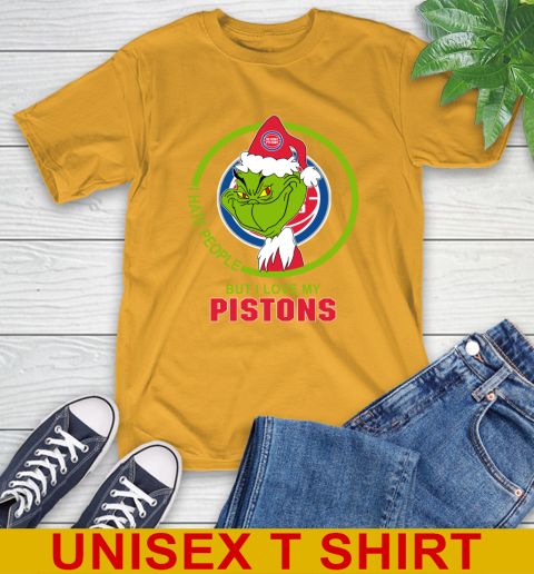 Detroit Pistons NBA Christmas Grinch I Hate People But I Love My Favorite Basketball Team T-Shirt 3