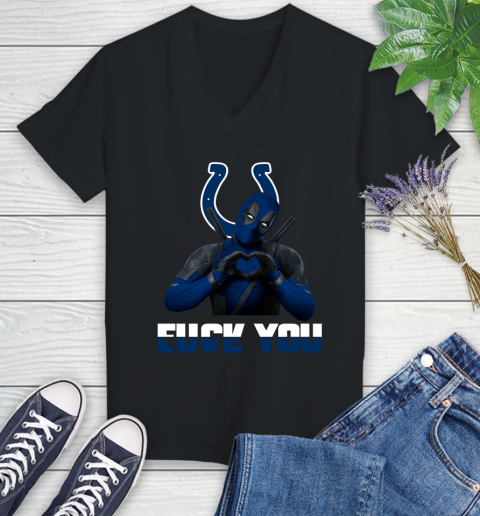 NHL Indianapolis Colts Deadpool Love You Fuck You Football Sports Women's V-Neck T-Shirt