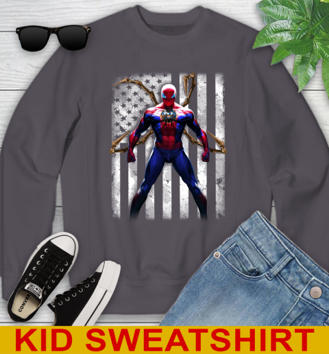 NHL Hockey New York Islanders Spider Man Avengers Marvel American Flag Shirt Youth Sweatshirt 5