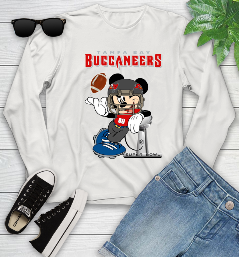 NFL Tampa Bay Buccaneers Mickey Mouse Disney Super Bowl Football T Shirt Youth Long Sleeve 12