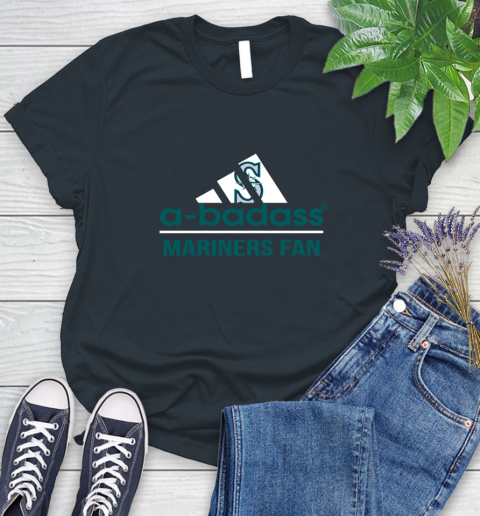 MLB A Badass Seattle Mariners Fan Adidas Baseball Sports Women's T-Shirt 8