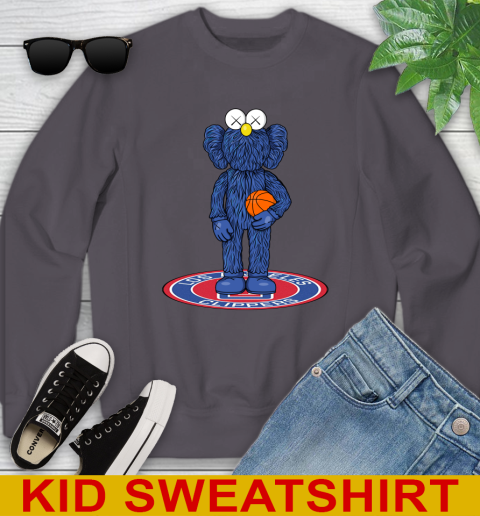 NBA Basketball LA Clippers Kaws Bff Blue Figure Shirt Youth Sweatshirt - Image 7
