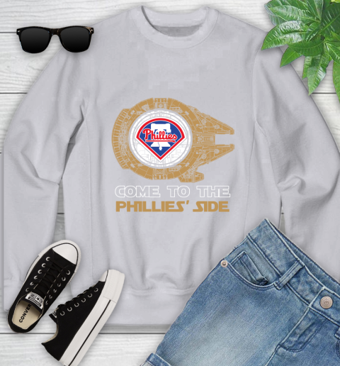 MLB Come To The Philadelphia Phillies Side Star Wars Baseball Sports Youth Sweatshirt 3