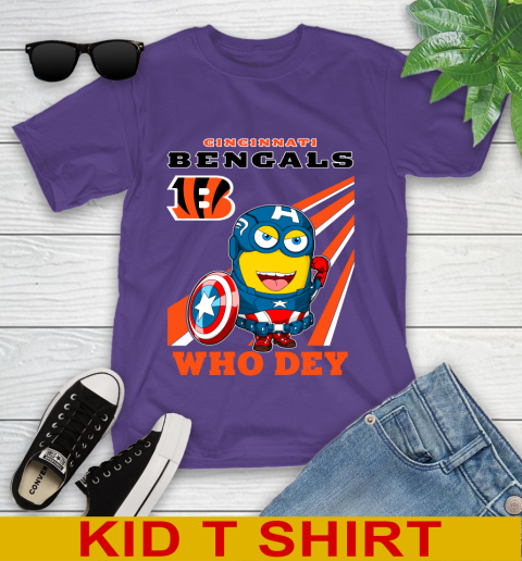 NFL Football Cincinnati Bengals Captain America Marvel Avengers Minion Shirt Youth T-Shirt 3