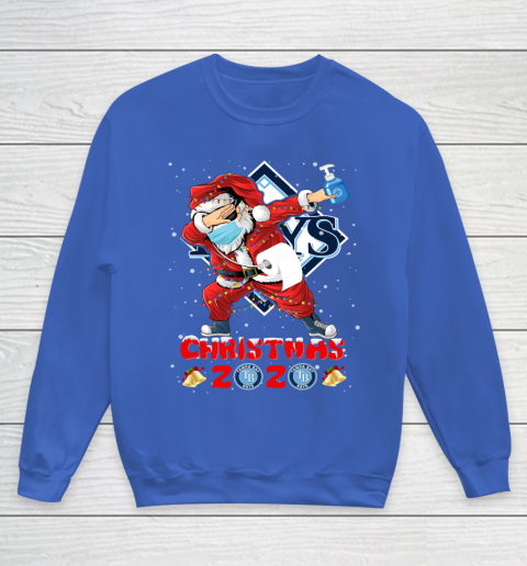Tampa Bay Rays Funny Santa Claus Dabbing Christmas 2020 MLB Youth Sweatshirt 6