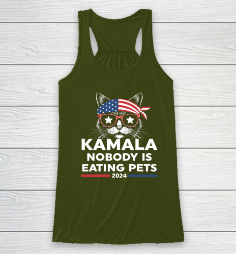 Harris Walz 2024  Nobody Is Eating Pets Racerback Tank 2