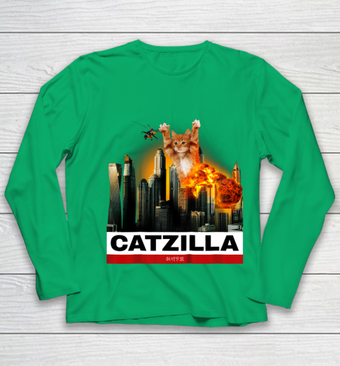 CATZILLA  Funny Kitty Tshirt for Cat lovers to Halloween Youth Long Sleeve 4