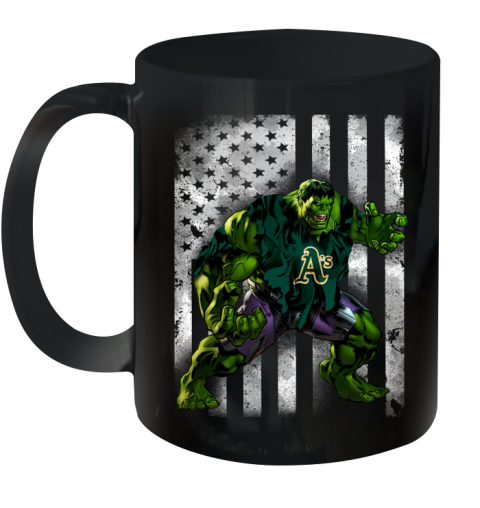 Oakland Athletics Hulk Marvel Avengers MLB Baseball American Flag Ceramic Mug 11oz