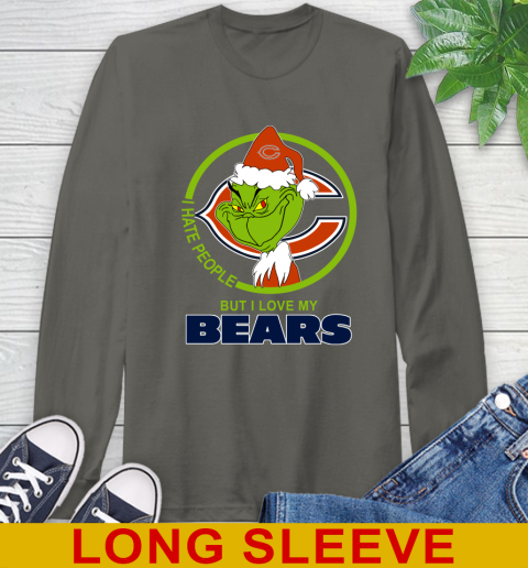 Chicago Bears NFL Christmas Grinch I Hate People But I Love My Favorite Football Team Long Sleeve T-Shirt 8