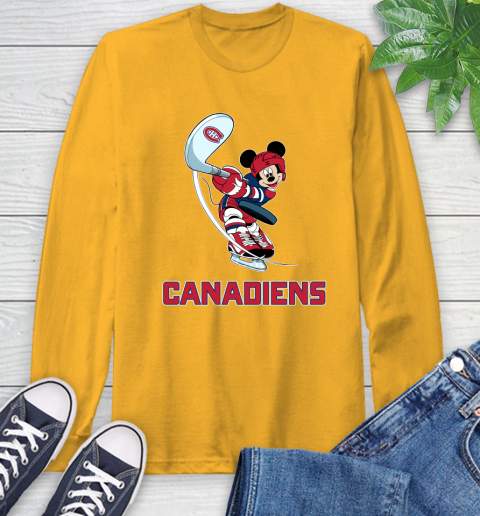 NHL Hockey Montreal Canadiens Cheerful Mickey Mouse Shirt Long Sleeve T-Shirt 3