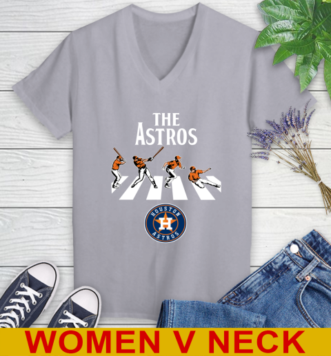 MLB Baseball Houston Astros The Beatles Rock Band Shirt Women's V-Neck T-Shirt 4
