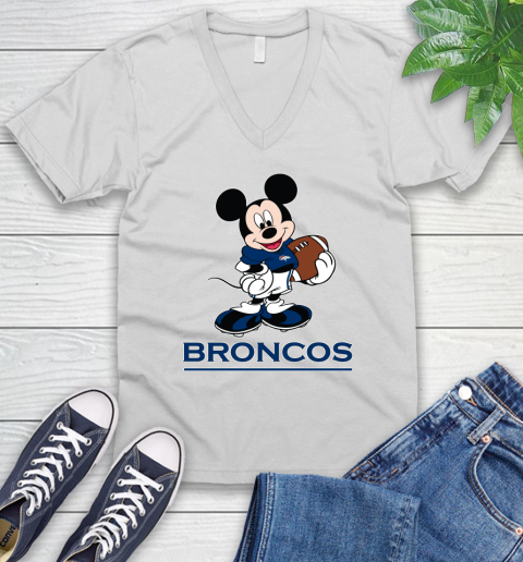 NFL Football Denver Broncos Cheerful Mickey Mouse Shirt V-Neck T-Shirt 2