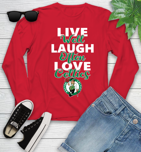NBA Basketball Boston Celtics Live Well Laugh Often Love Shirt Youth Long Sleeve 10
