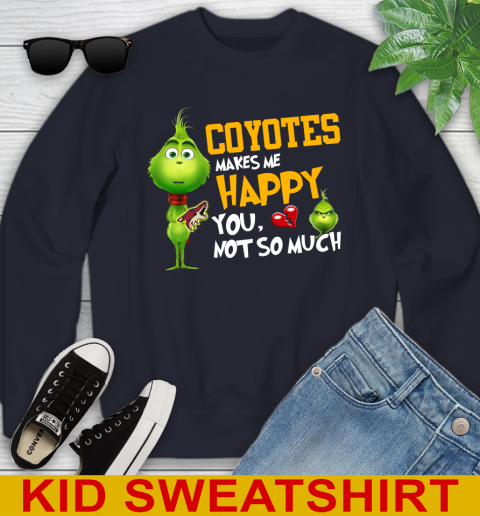 NHL Arizona Coyotes Makes Me Happy You Not So Much Grinch Hockey Sports Youth Sweatshirt 2