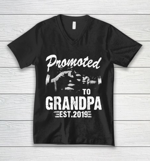 Grandpa Funny Gift Apparel  Promoted To Grandpa Est 2019 First Time New V-Neck T-Shirt