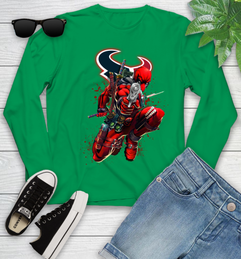 NFL Deadpool Marvel Comics Sports Football Houston Texans Youth Long Sleeve 6