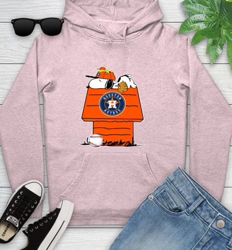 MLB Houston Astros Snoopy Woodstock The Peanuts Movie Baseball T Shirt Youth Hoodie 10