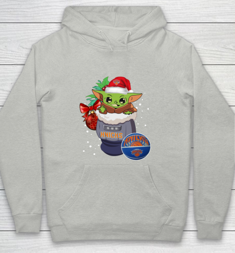 New York Knicks Christmas Baby Yoda Star Wars Funny Happy NBA Youth Hoodie 2