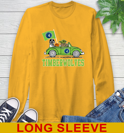 NBA Basketball Minnesota Timberwolves Darth Vader Baby Yoda Driving Star Wars Shirt Long Sleeve T-Shirt 3