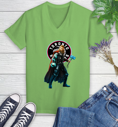 NBA Thor Avengers Endgame Basketball Toronto Raptors Women's V-Neck T-Shirt 11