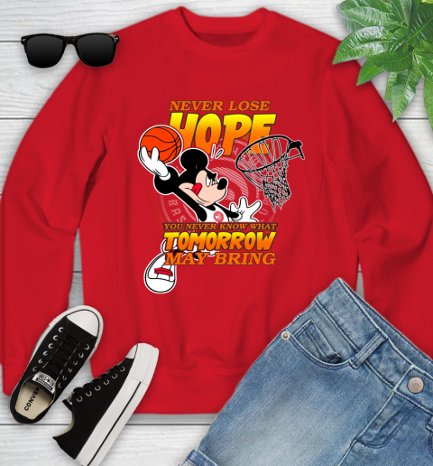 Atlanta Hawks NBA Basketball Mickey Disney Never Lose Hope Youth Sweatshirt 8