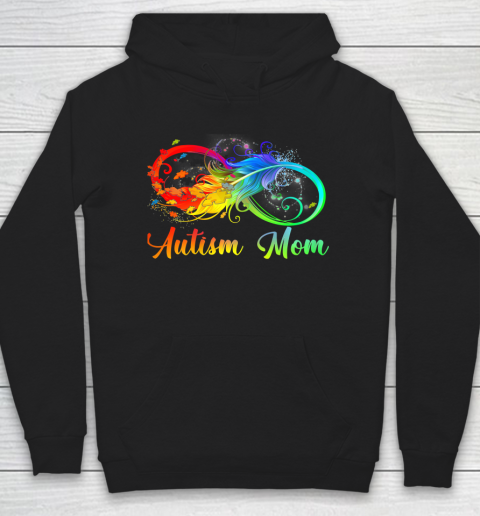 Womens Tu Autism Mom Colorful Feather Autism Awareness Support Hoodie