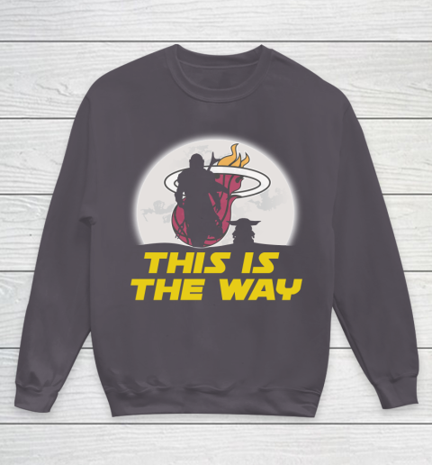Miami Heat NBA Basketball Star Wars Yoda And Mandalorian This Is The Way Youth Sweatshirt 5