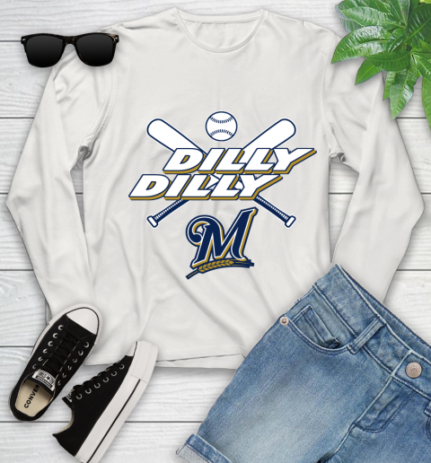 MLB Milwaukee Brewers Dilly Dilly Baseball Sports Youth Long Sleeve 12