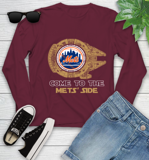 MLB Come To The New York Mets Side Star Wars Baseball Sports Youth Long Sleeve 6