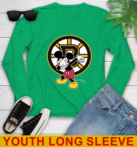 Boston Bruins NHL Hockey Dabbing Mickey Disney Sports Youth Long Sleeve 7
