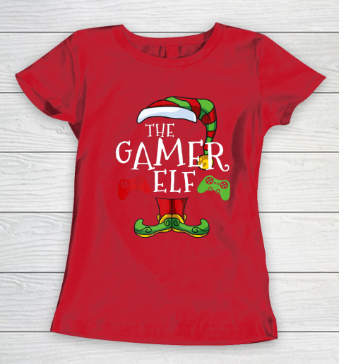 Gamer Elf Family Matching Christmas Funny Gaming Pajama Women's T-Shirt 9