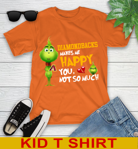 MLB Arizona Diamondbacks Makes Me Happy You Not So Much Grinch Baseball Sports Youth T-Shirt 8