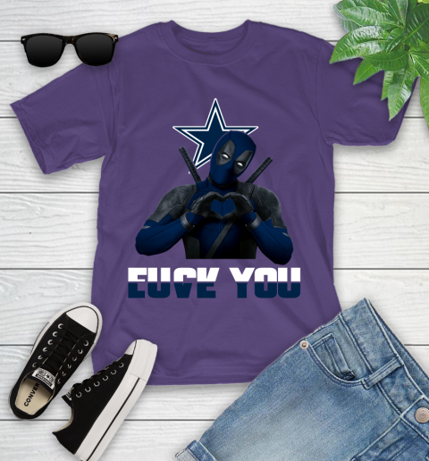 NHL Dallas Cowboys Deadpool Love You Fuck You Football Sports Youth T-Shirt 3