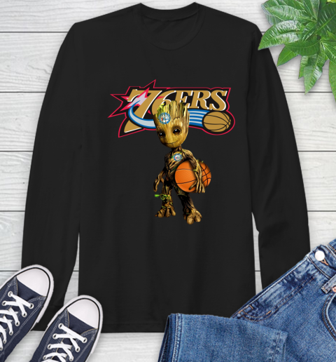 Philadelphia 76ers NBA Basketball Groot Marvel Guardians Of The Galaxy Long Sleeve T-Shirt 2