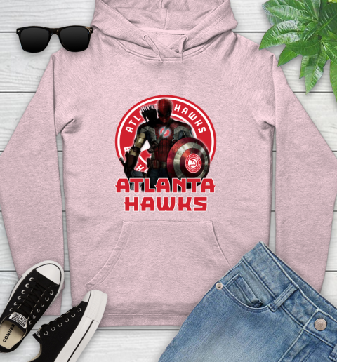 Atlanta Hawks NBA Basketball Captain America Thor Spider Man Hawkeye Avengers Youth Hoodie 10