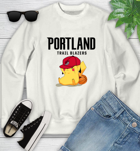 NBA Pikachu Basketball Sports Portland Trail Blazers Youth Sweatshirt